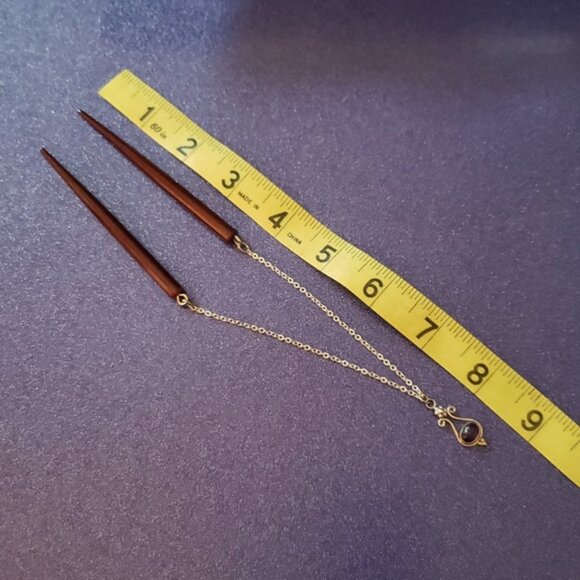 Artisan Hair Sticks Sterling Silver And Amethyst Brown Wood - Picture 6 of 6